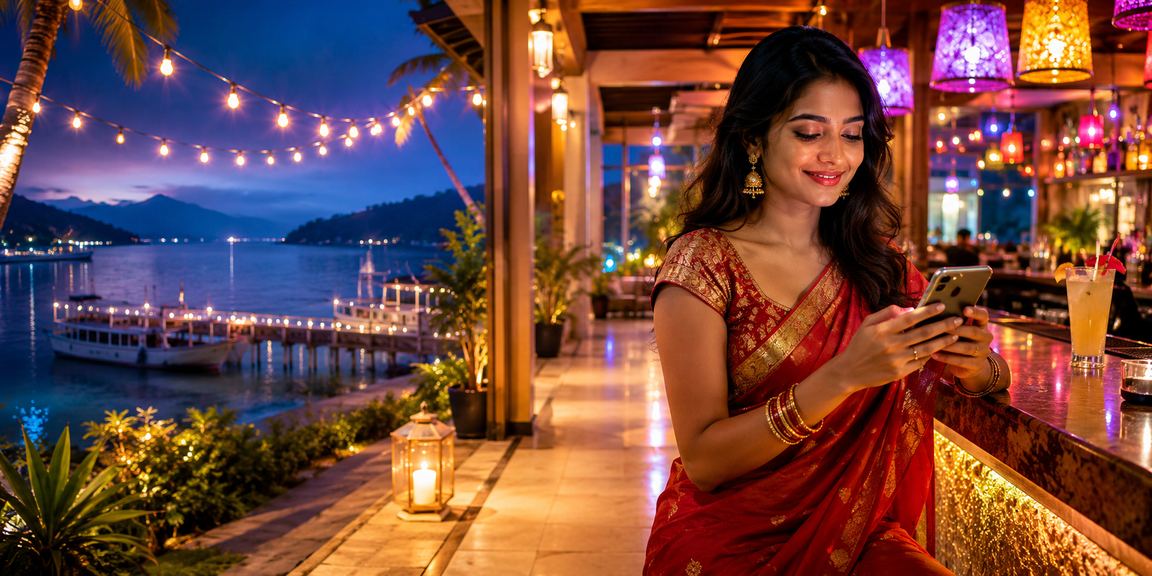 কক্সবাজার সমুদ্র সৈকতে মোবাইলে ক্যাসিনো ও শর্তাবলী যাচাই করছেন একজন